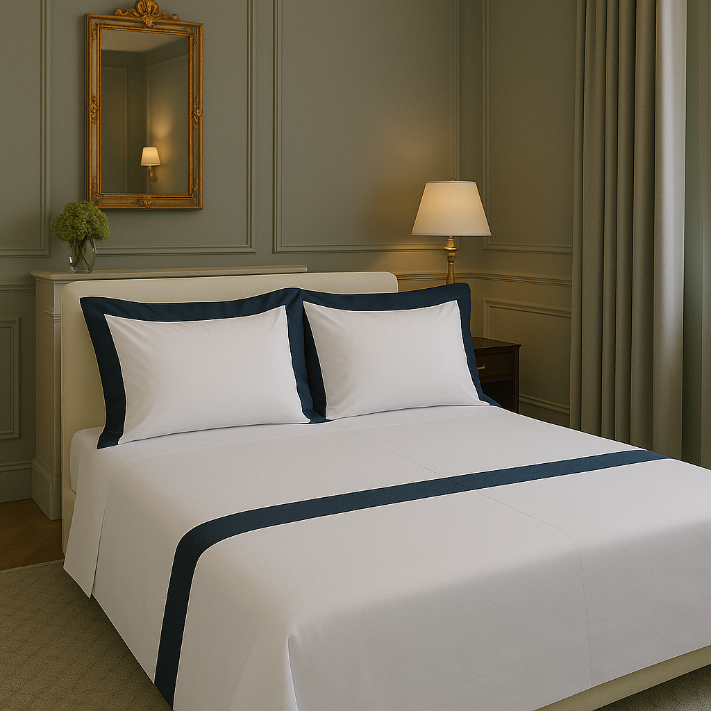Completo Lenzuola Raso Superior Cotone LAURA Blu / Matrimoniale 260x290 - CO.BI 299 € CoBi Cashmere
