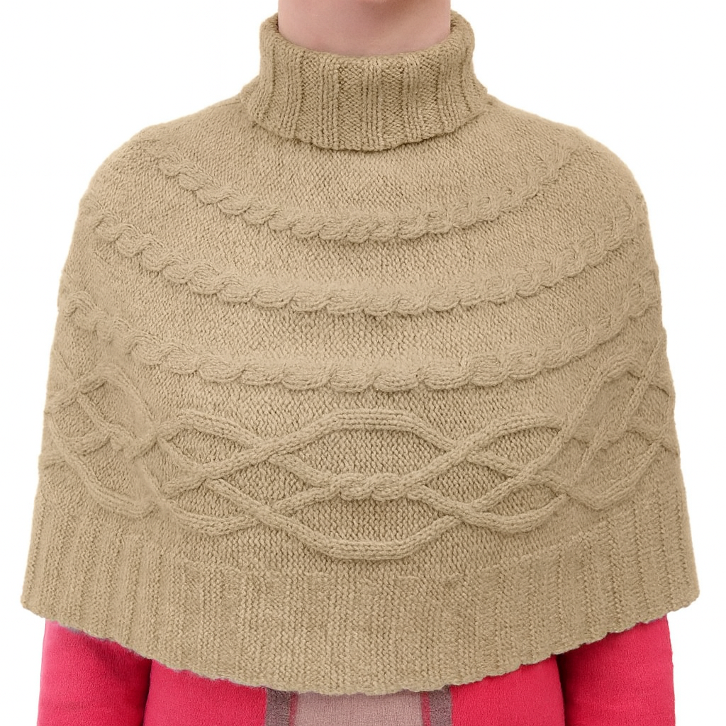 Coprispalle Mantella in maglia Puro Cashmere Beige / Taglia unica - Poncho Grigio chiaro - CO.BI 120 € CoBi