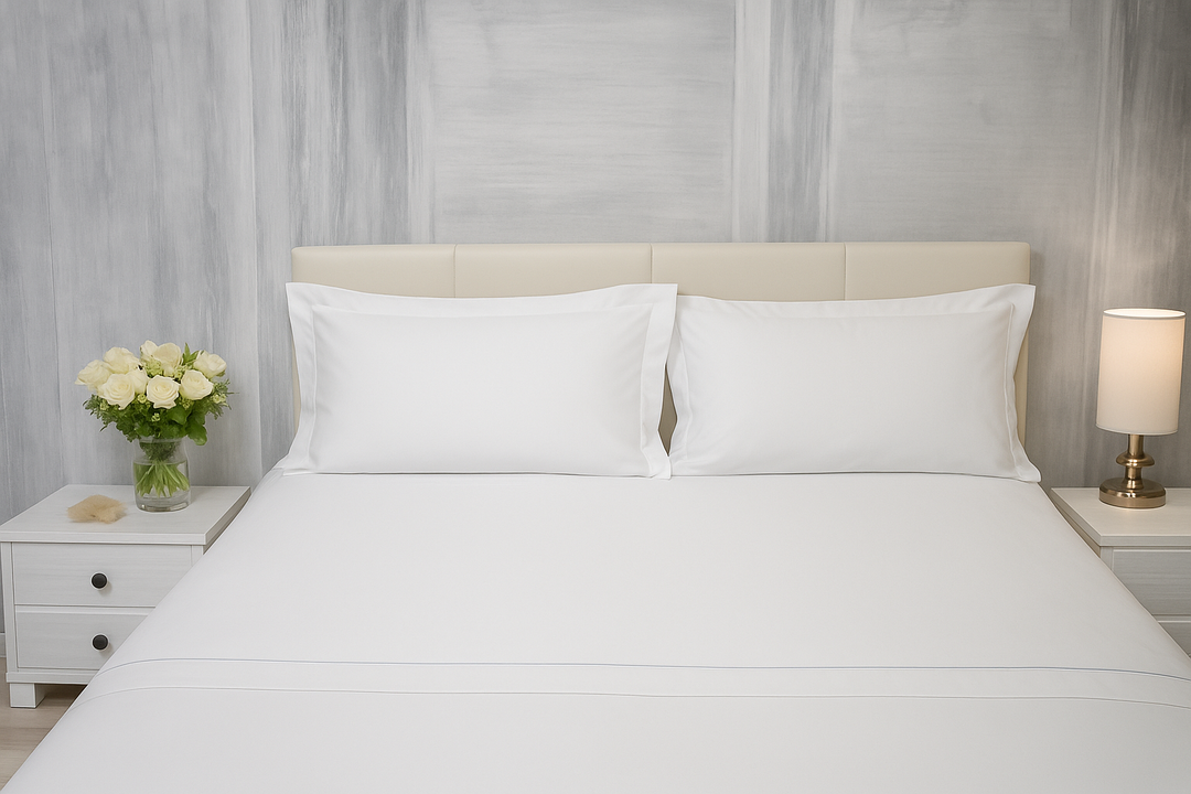 Completo Lenzuola Raso Superior e Cordonetto GINEVRA Grigio chiaro / Matrimoniale 260x290 cm - 298 € CoBi Cashmere