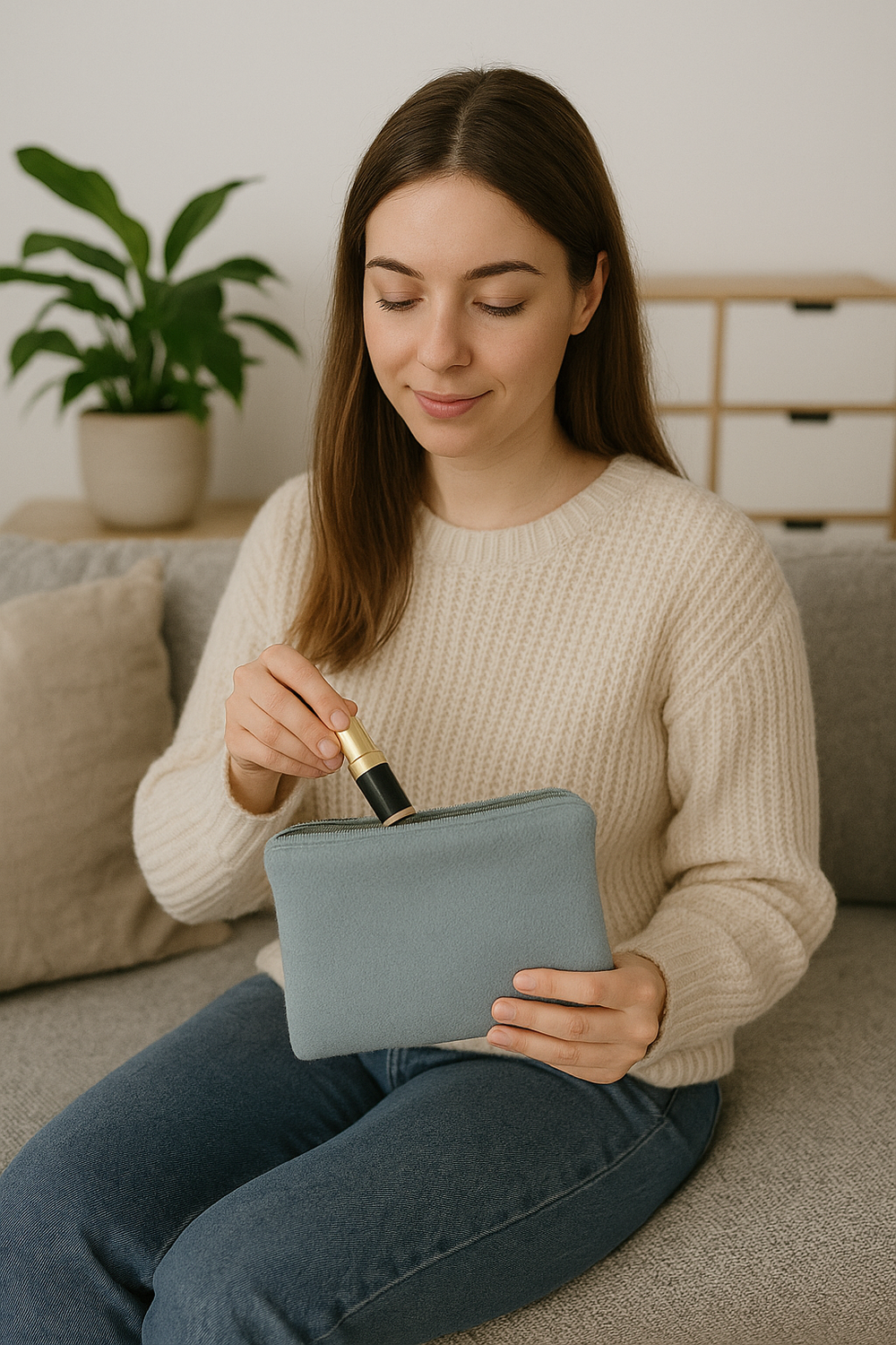 Porta oggetti azzurro di cashmere
