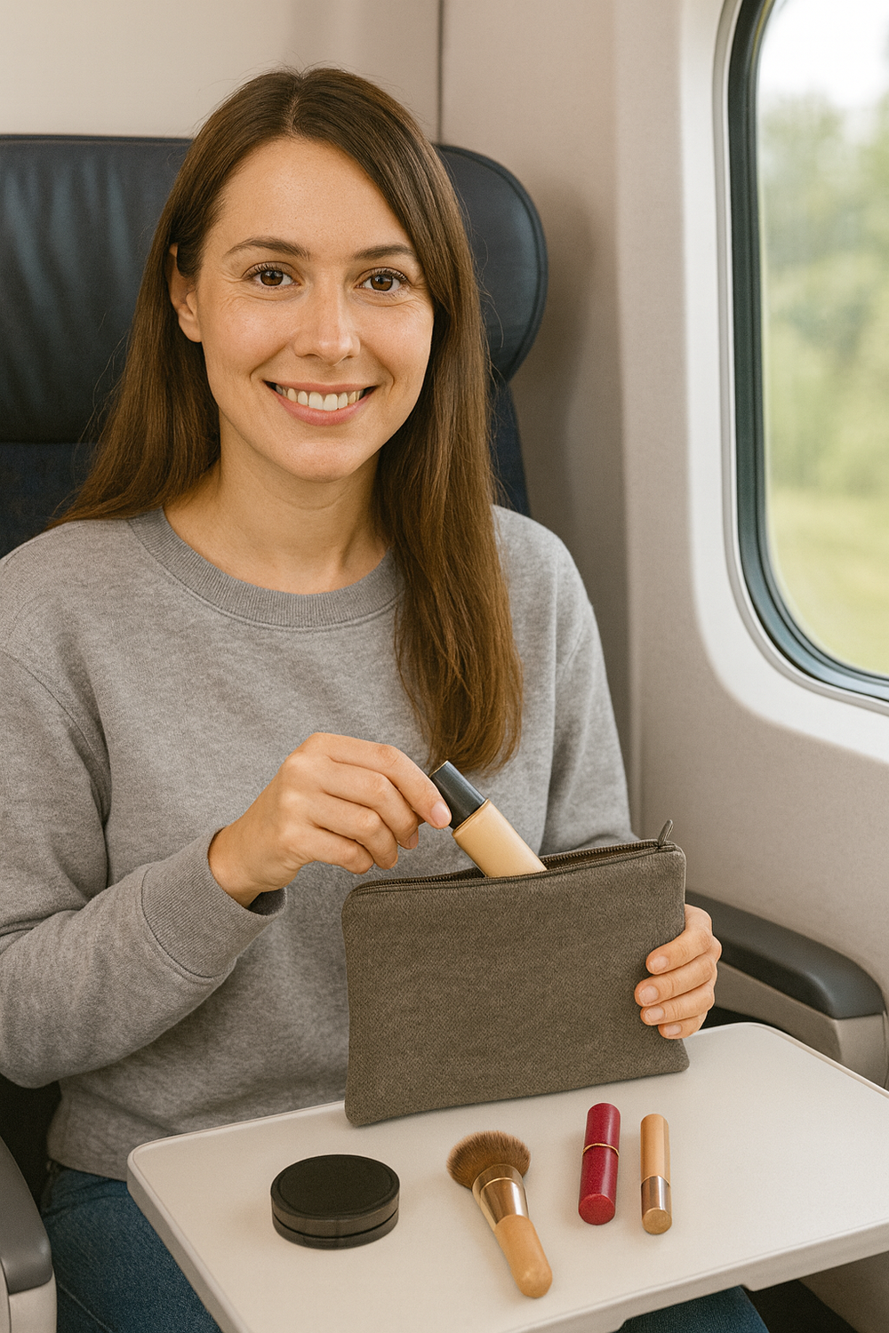 pochette porta trucco marrone