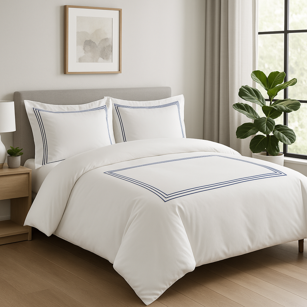 Completo Copripiumone Cotone Percalle Cordonetto ANACLETO Sacco 250x200x40 cm / Bianco - 168 € CoBi Cashmere