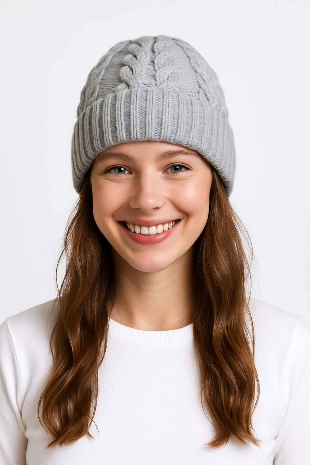 Cuffia in maglia grigia