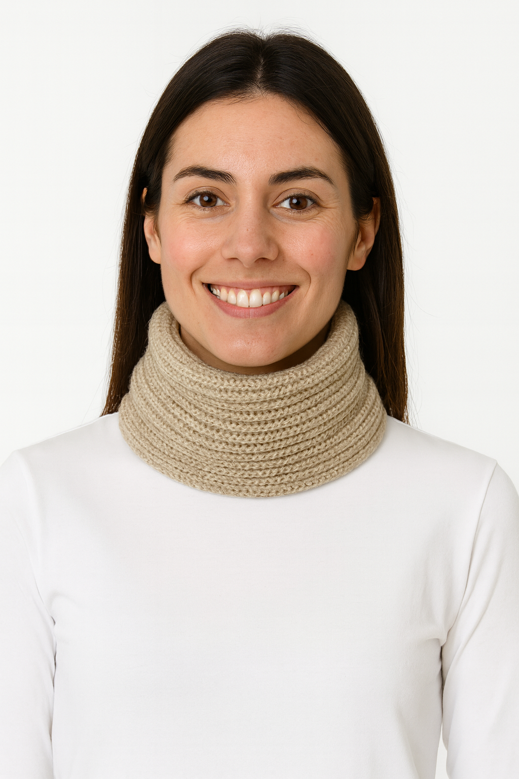 scaldacollo unisex in maglia beige