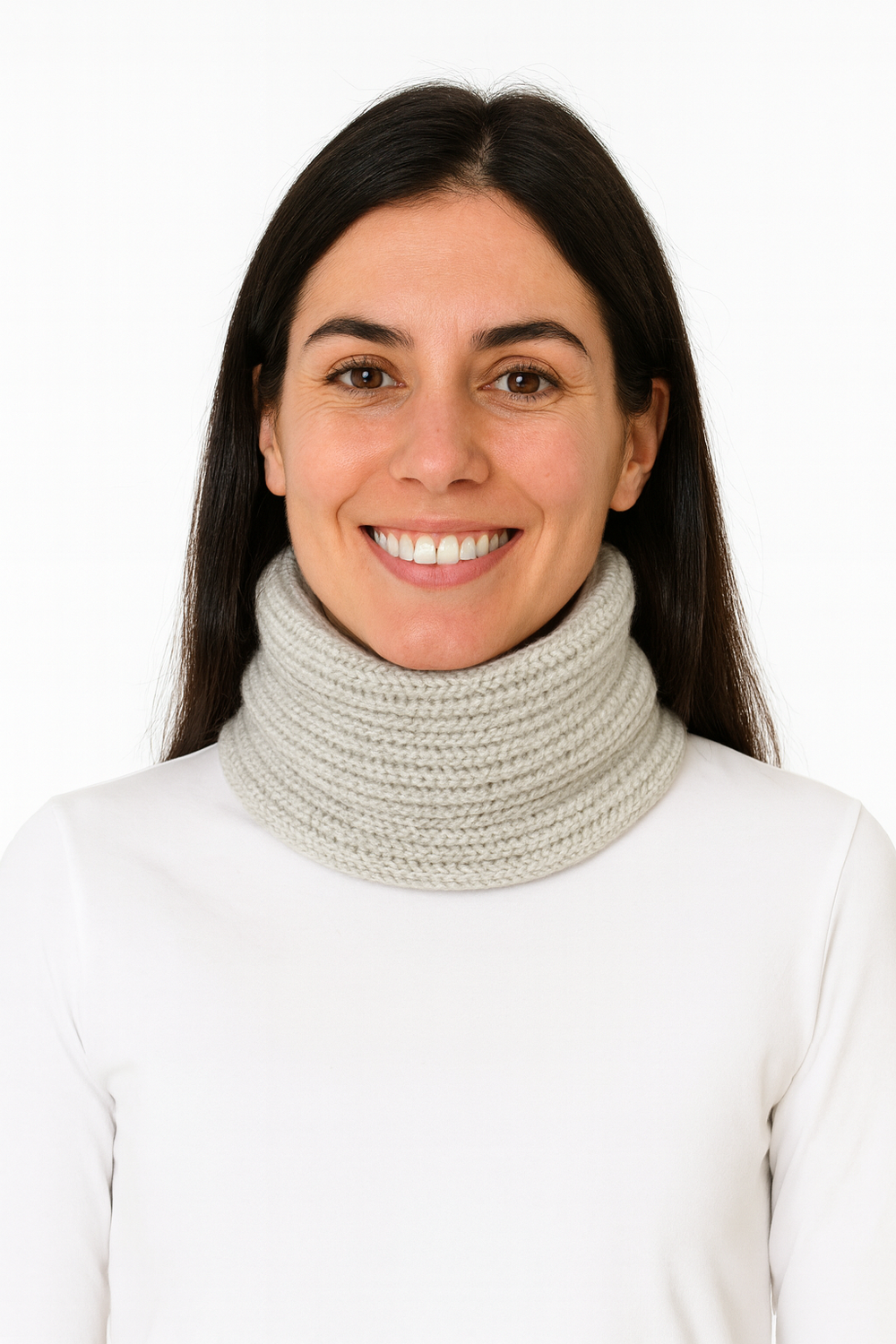 scaldacollo di maglia in cashmere bianco naturale