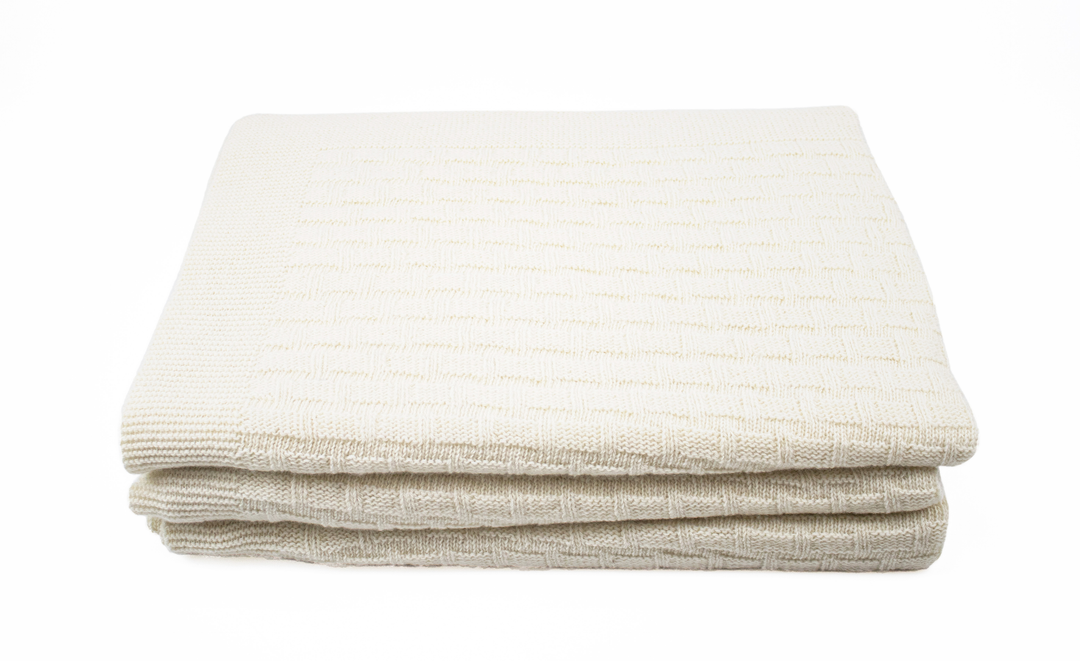 Coperta OSCAR in maglia Cashmere e Lana Bianco naturale / King size 270x230 - Coperte Greggio - CO.BI piegato color