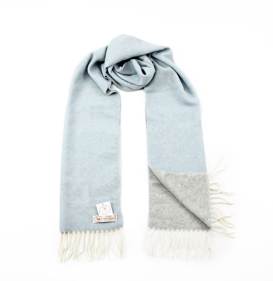 Sciarpa DOUBLE Puro Cashmere Azzurro/Grigio / Stola 70x180 - CO.BI luce blu grigio reversibile sciarpa 219 € CoBi