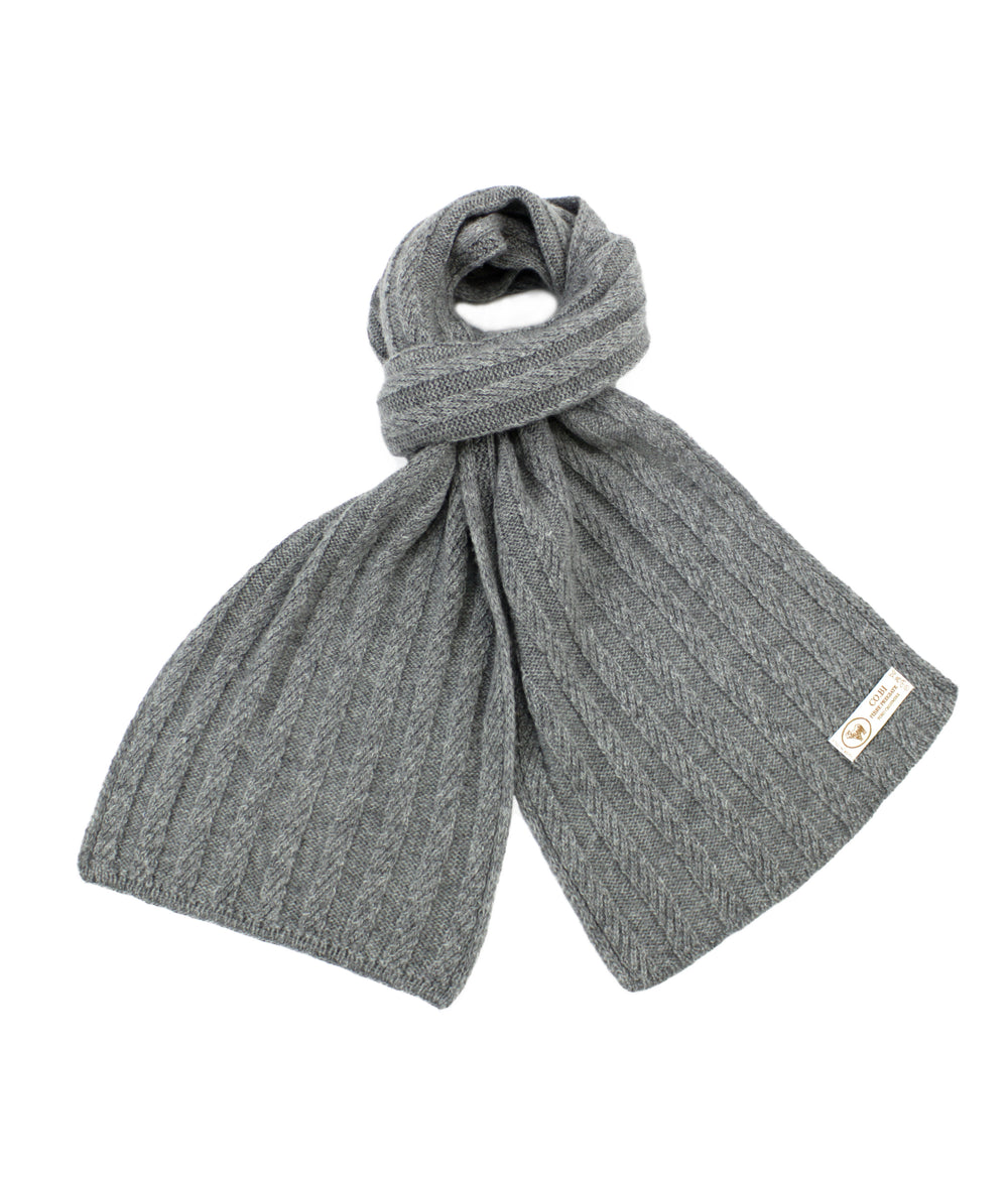 Sciarpa ARAN Puro Cashmere Grigio chiaro / 30x180 - Bianco naturale - CO.BI grigio a coste maglia sciarpa 139 € CoBi