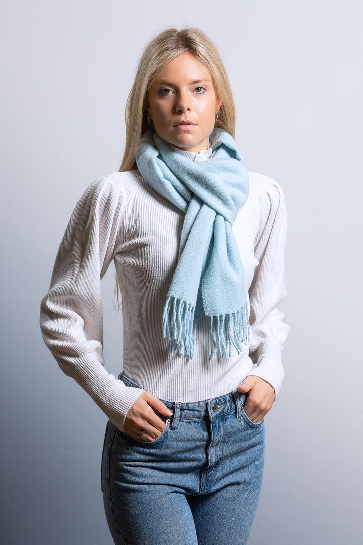 Sciarpa EOLO Cashmere e Lana 35x180 / Azzurro - CO.BI luce blu frangiato sciarpa indossato 59 € CoBi