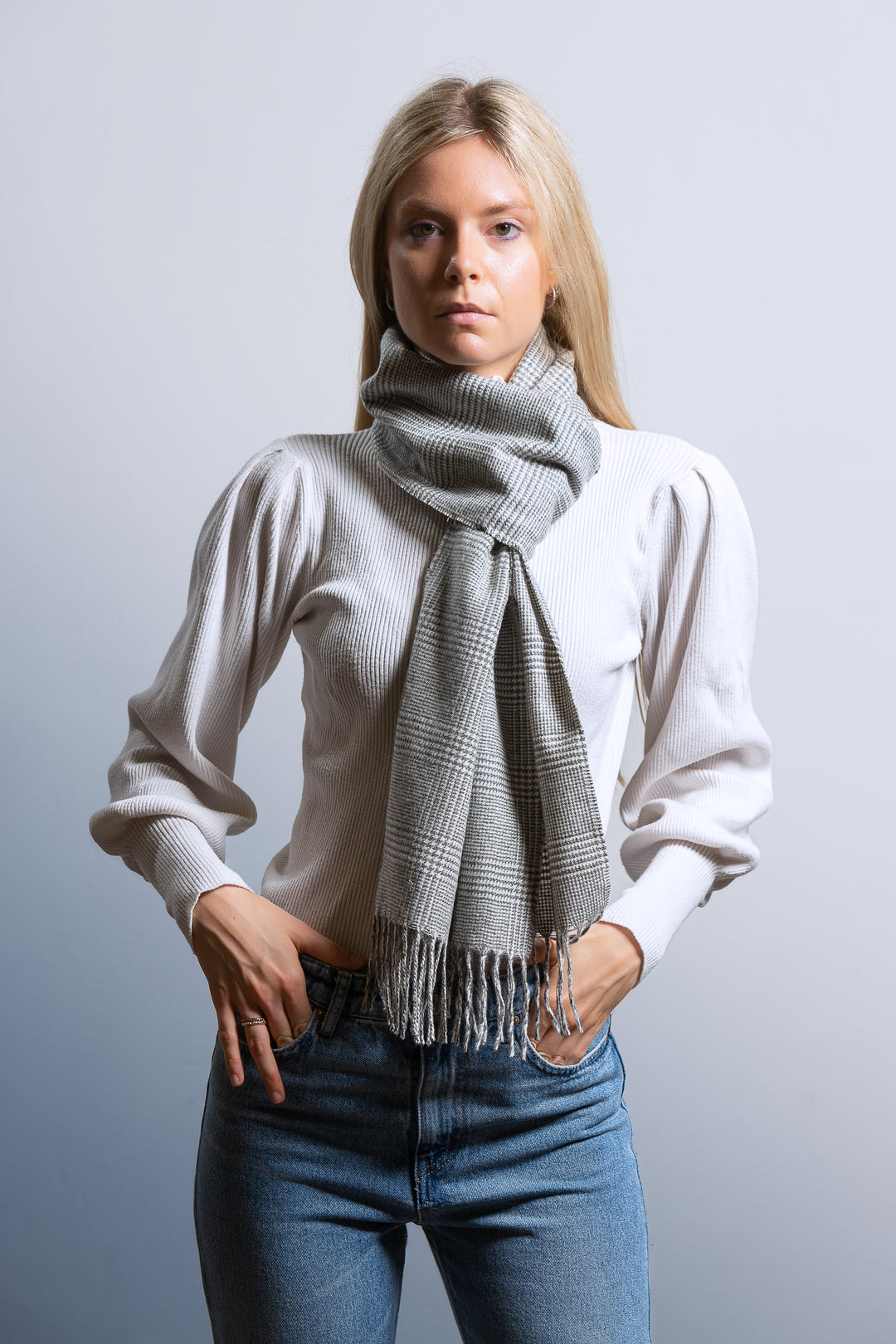 Sciarpa KATE Puro Cashmere Grigio chiaro / 35x180 - Marrone - CO.BI donne luce grigio bianco plaid 119 € CoBi