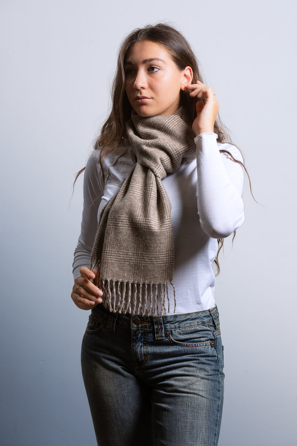 Sciarpa KATE Puro Cashmere Marrone / 35x180 - CO.BI luce marrone fantasia maglia sciarpa 119 € CoBi