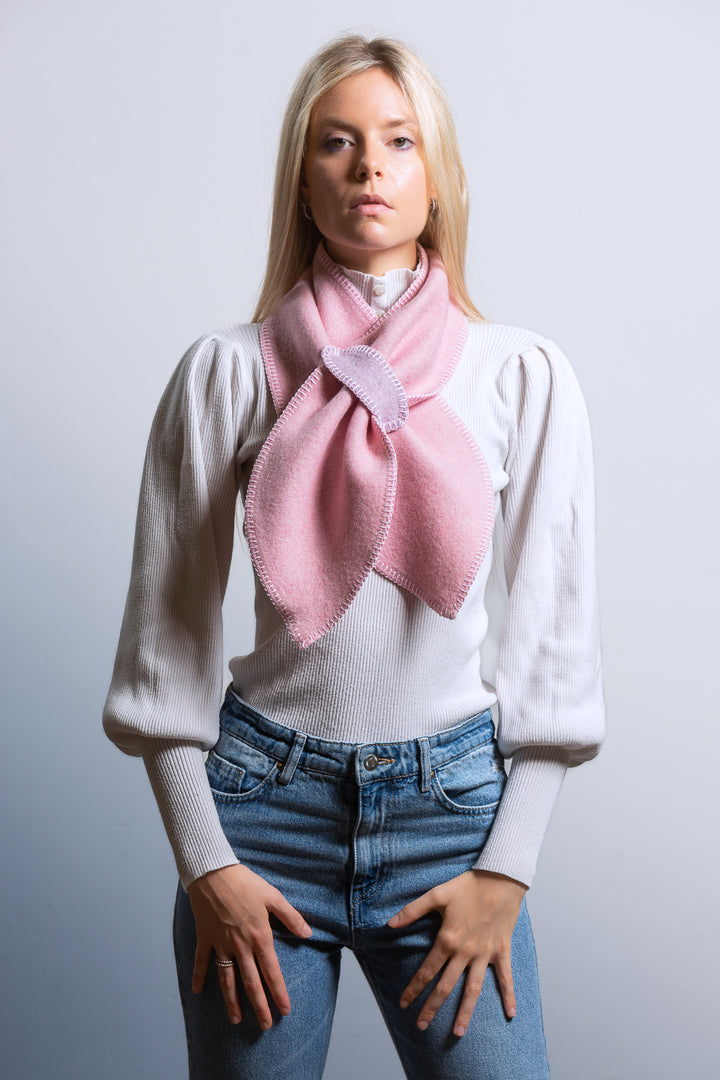 Sciarpa BEL Lana e Viscosa Naturale Rosa / 22x110 cm - Azzurro - CO.BI Cashmere donna rosa sciarpa bianco a maniche