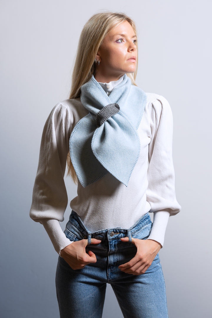 Sciarpa BEL Lana e Viscosa Naturale Azzurro / 22x110 cm - CO.BI Cashmere luce blu sciarpa grigio 65 € CoBi