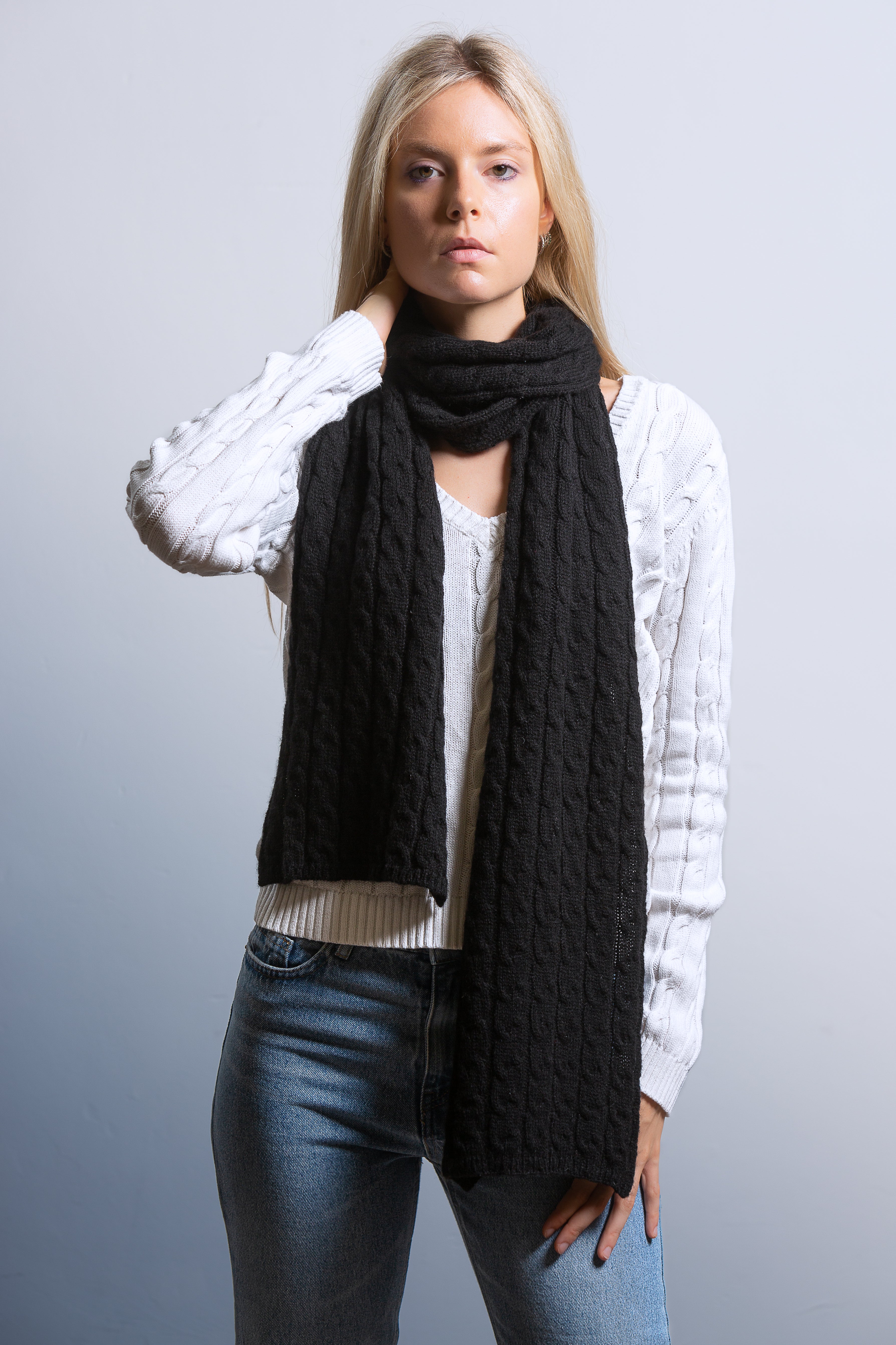 Maxi Sciarpa In 100% Cashmere – Filato Cardiff 2 Ply, 15 Micron, Made In Italy – Colore Beige/marrone, Lunghezza 180 Cm, Trama A Treccia, Edizione Limitata, Unisex