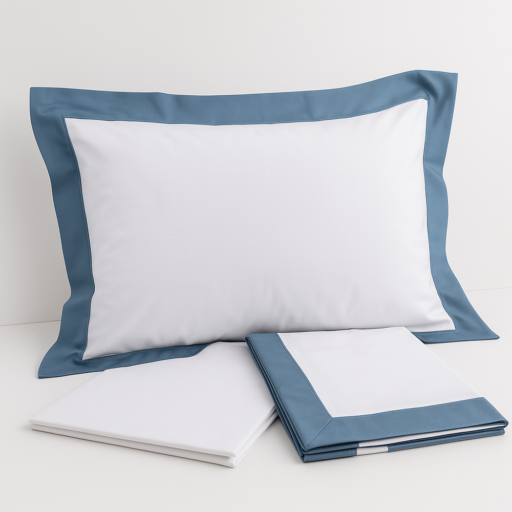 Completo Lenzuola Raso Superior Cotone LAURA Cornflower / Matrimoniale 260x290 - CO.BI 299 € CoBi Cashmere