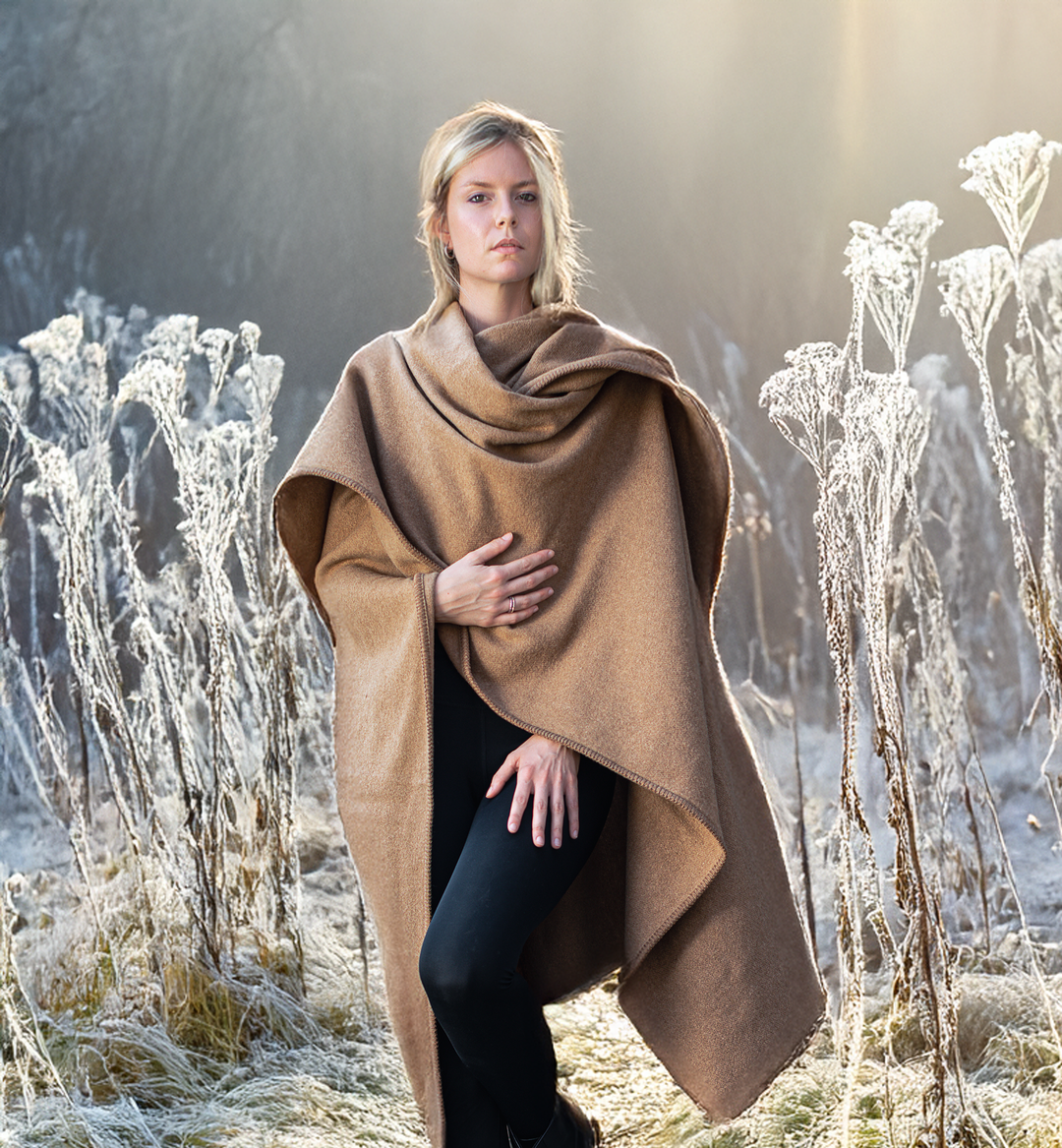 Mantella SAHARA Cammello e Lana / 160x140 - Poncho - CO.BI Cashmere donna caldo elegante marrone poncho 219 € CoBi