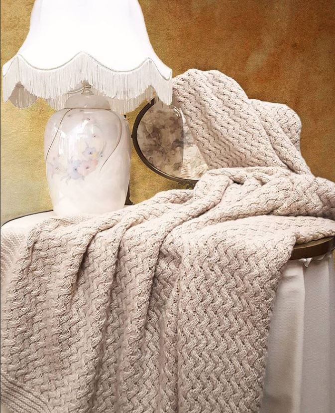 Plaid FLORENCE Cashmere e Lana - Blu scuro - CO.BI color crema cavo maglia lancio coperta CoBi