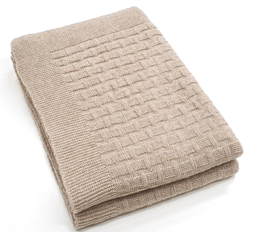 Plaid OSCAR Cashmere e Lana Beige - Bianco naturale - CO.BI piegato beige maglia coperta intreccio di cesti 255 € CoBi