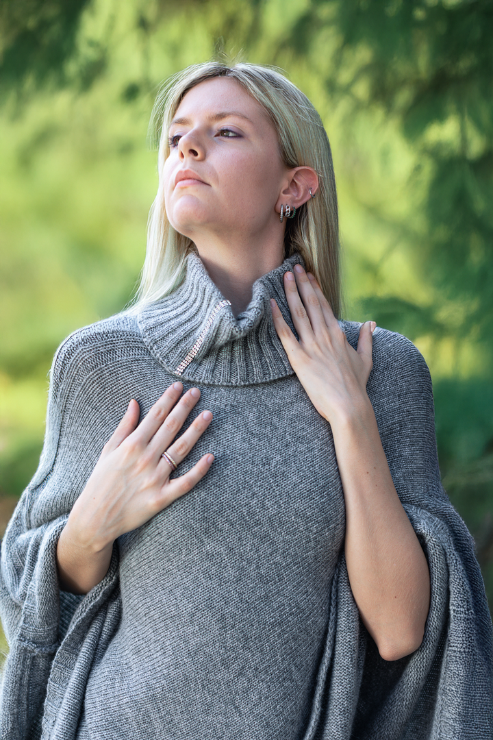 Il Poncho Puro Cashmere - Mantella - Marrone - CO.BI donna grigio dolcevita poncho CoBi
