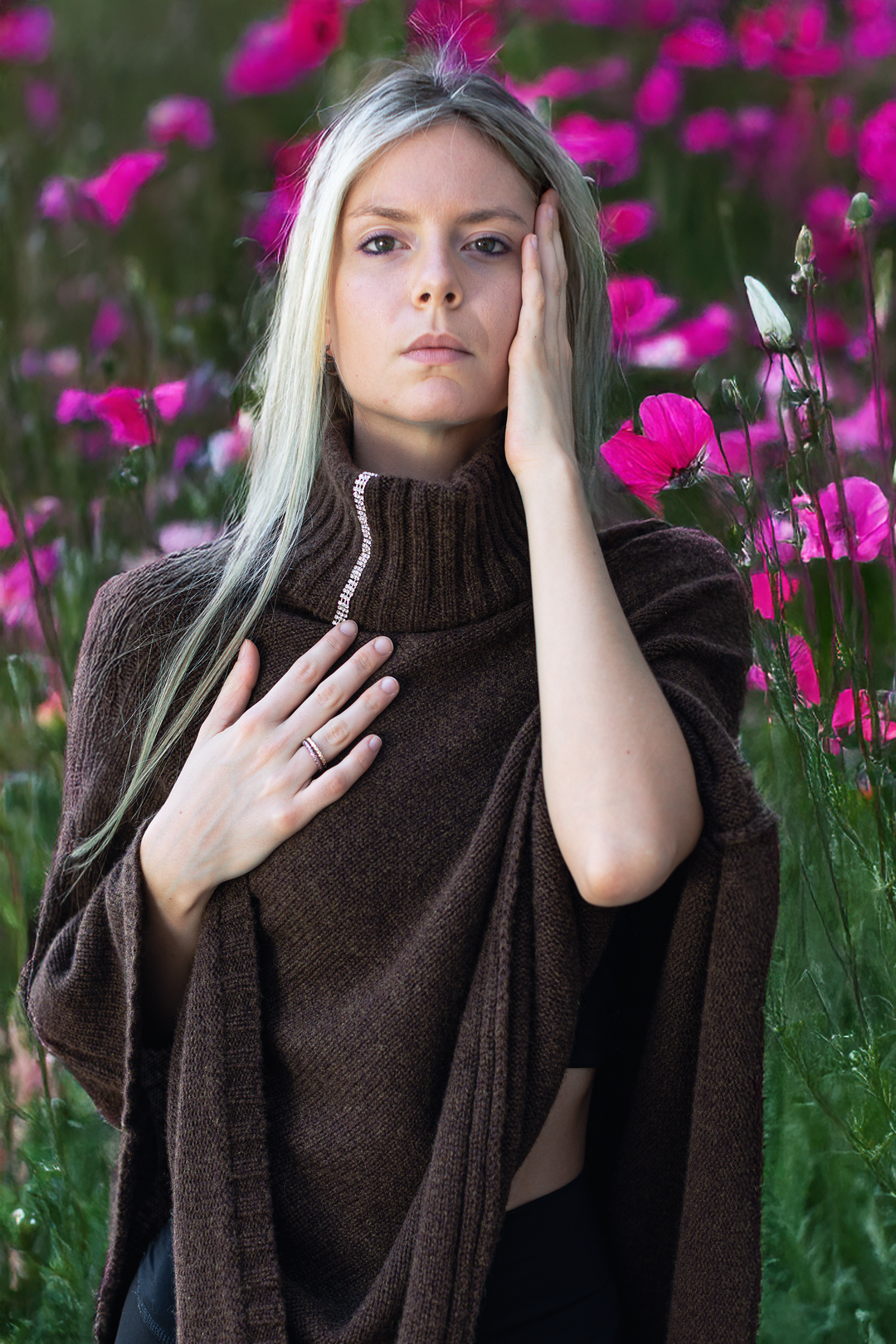 Il Poncho Puro Cashmere - Mantella - Marrone - CO.BI donna marrone dolcevita poncho bionda CoBi