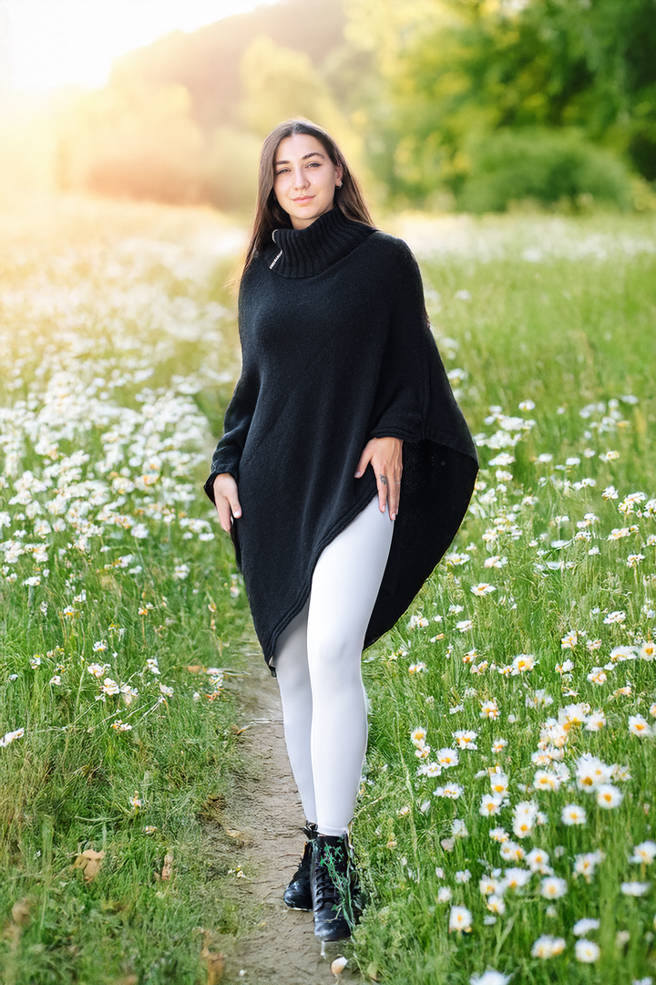 Il Poncho Puro Cashmere Nero / 135x180 - Mantella - Marrone - CO.BI donna nero poncho maglione bianco 359 € CoBi