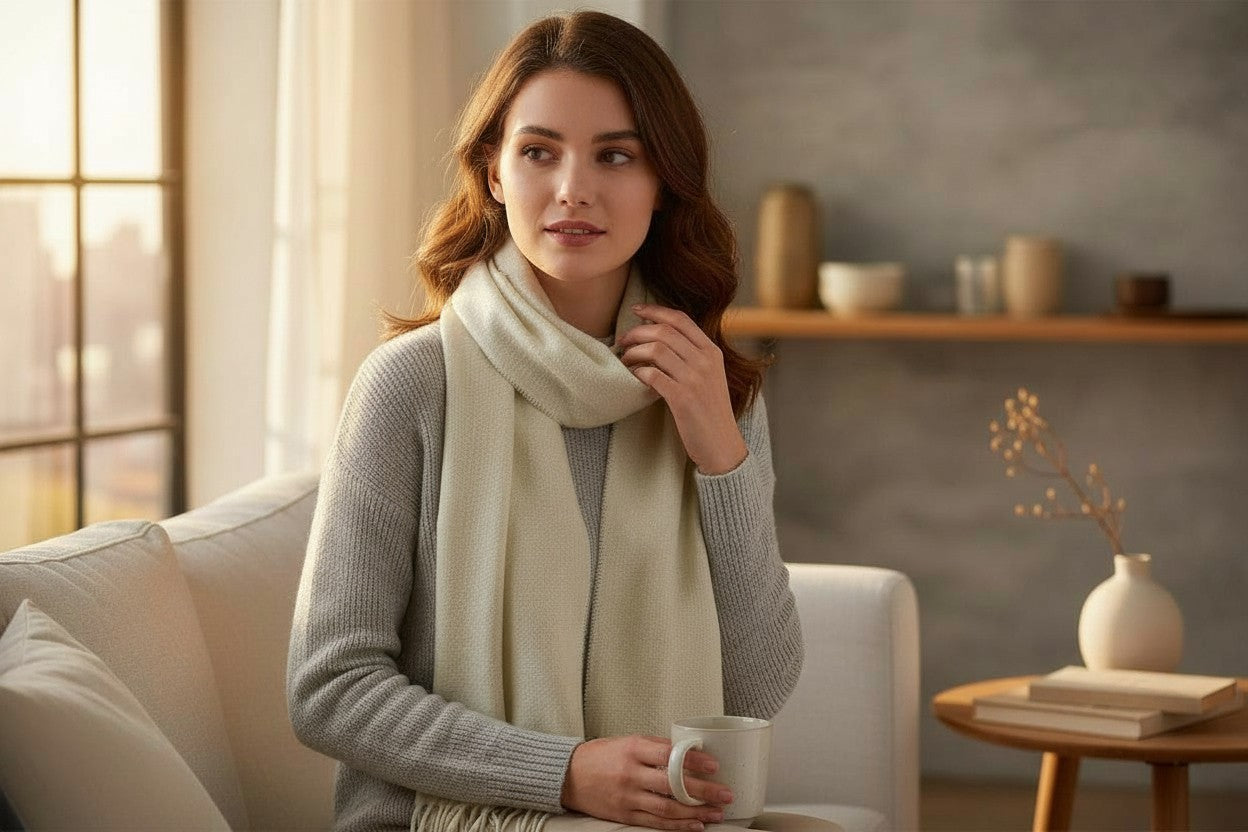 VICT POPU Sciarpa Invernale Donna In Pashmina E Lana | Morbida Stola Reversibile 200x70cm | Calda E Leggera Per Inverno - 4