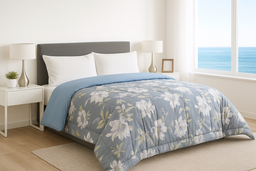 Trapunta FIORI invernale double face Azzurro / 270x260 cm - CO.BI Cashmere 408 € CoBi