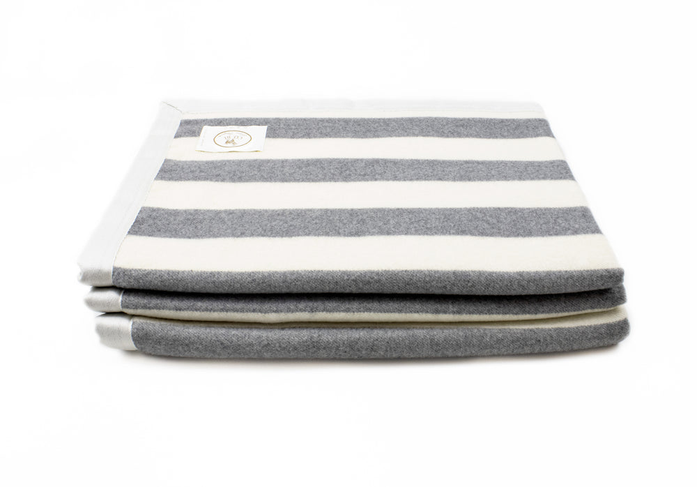 Coperta 2 Righe Cashmere e Lana Grigio chiaro / Matrimoniale 250x220 - Coperte Beige - CO.BI 410 € CoBi