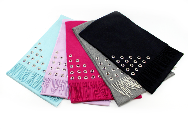 Sciarpa ABBIE Puro Cashmere - Ciclamino - CO.BI cinque frangiato sciarpe gommino abbellimenti Cashmerewool