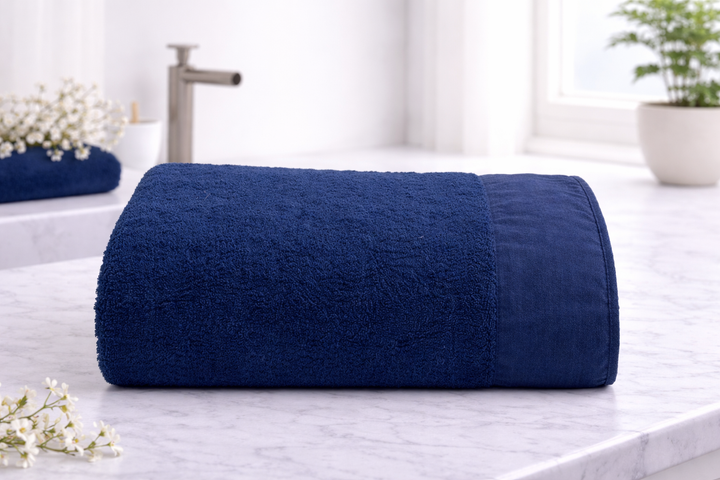 Telo bagno doccia di spugna colore blu scuro