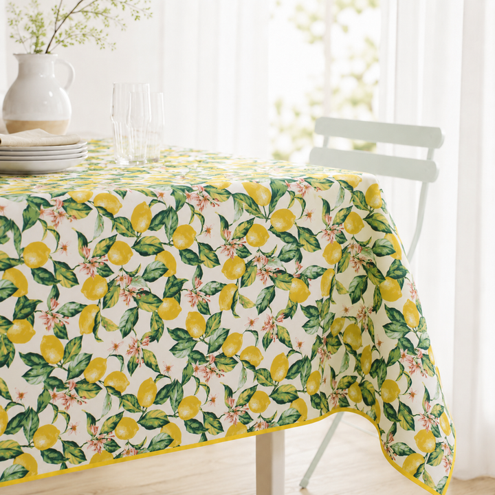 Luxury Stain-Resistant Tablecloth 8/10 People LEMONS