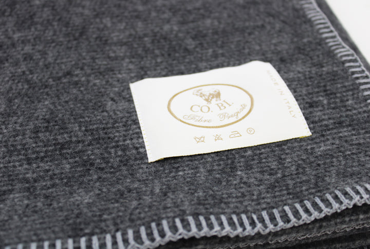 Copertina invernale ANTRACITE con bordo punto cavallo Lana e Cashmere