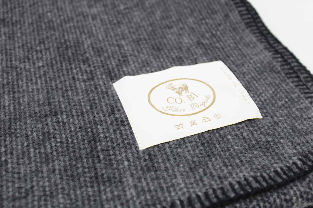 Copertina invernale ANTRACITE con bordo punto cavallo Lana e Cashmere
