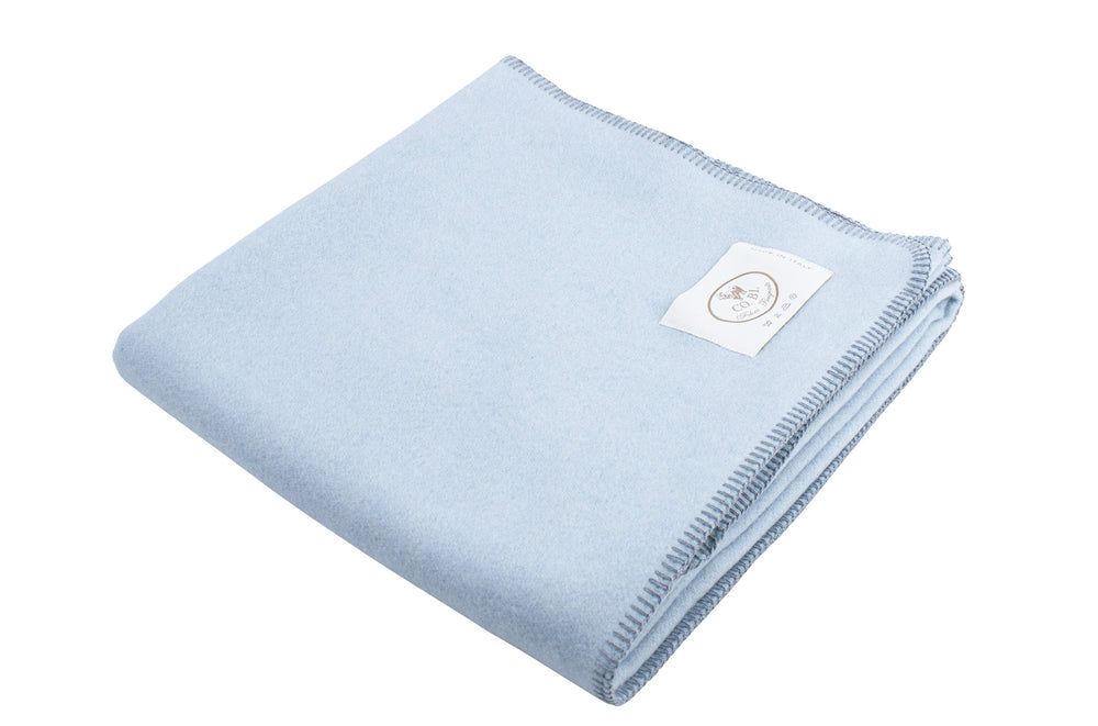 Coperta per lettino in lana e rayon azzurra