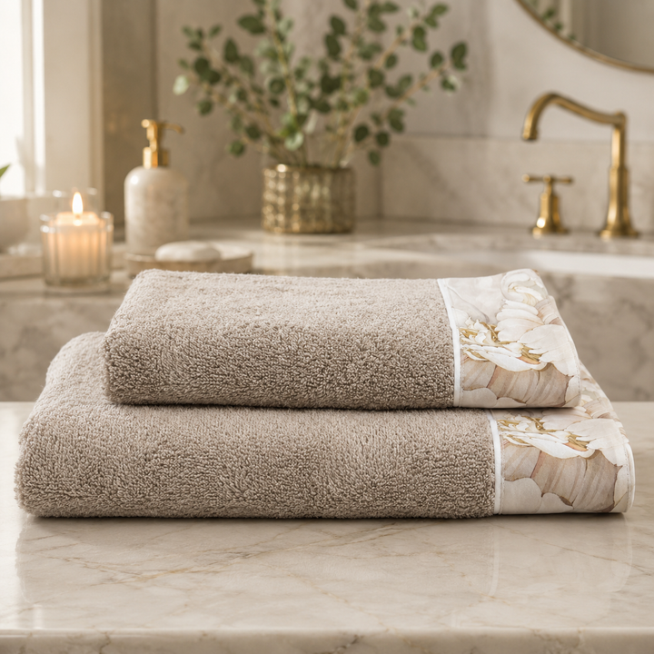 Coppia asciugamani bagno in spugna di cotone 100% BARBARA
