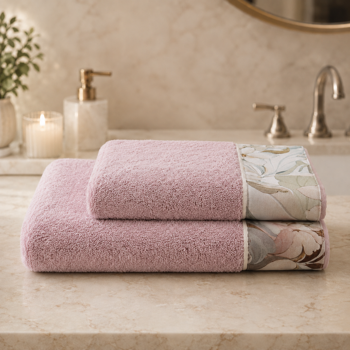 Coppia asciugamani bagno in spugna di cotone 100% BARBARA