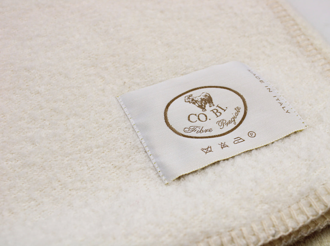 Luxury Bouclé Wool Baby Blanket with Blanket Stitch