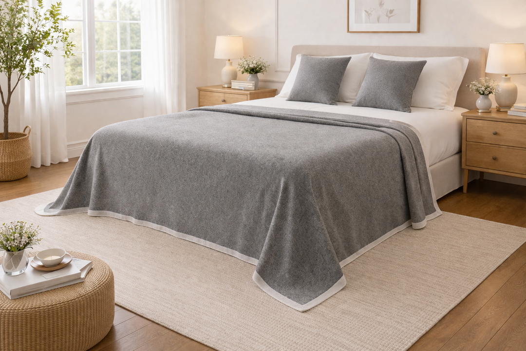 Coperta di lana leggera colore grigio