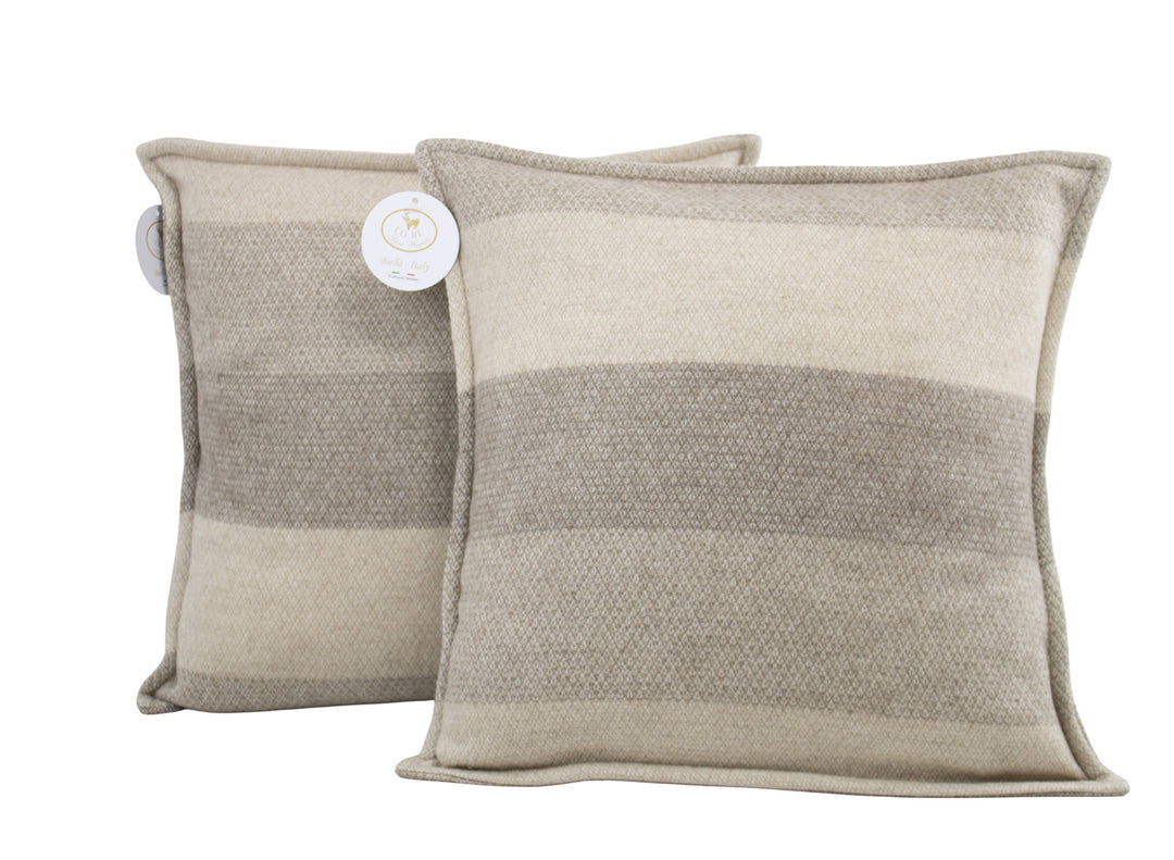 Cuscino Arredo Puro Cashmere a righe CAFFE'