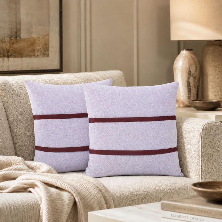 Cuscino Arredo Lana e Mohair con bordi bordeaux