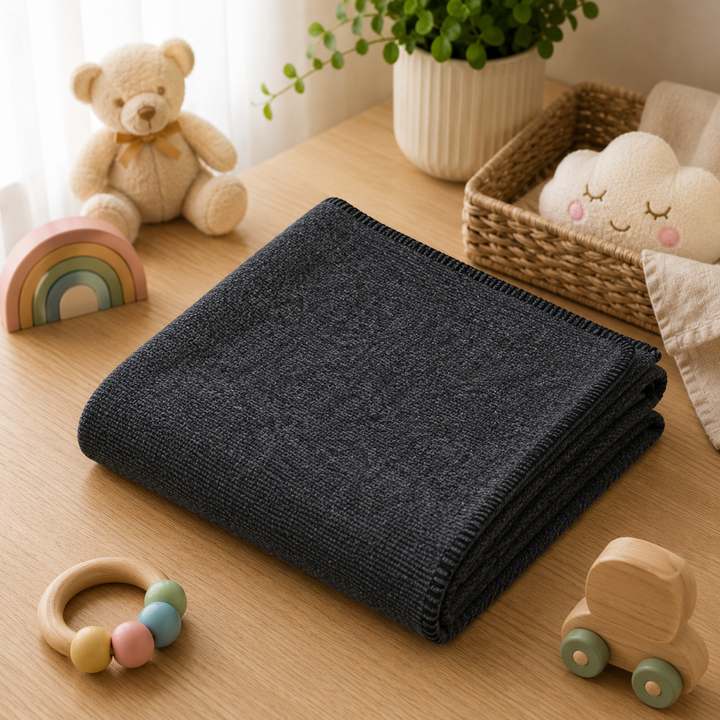Copertina invernale ANTRACITE con bordo punto cavallo Lana e Cashmere
