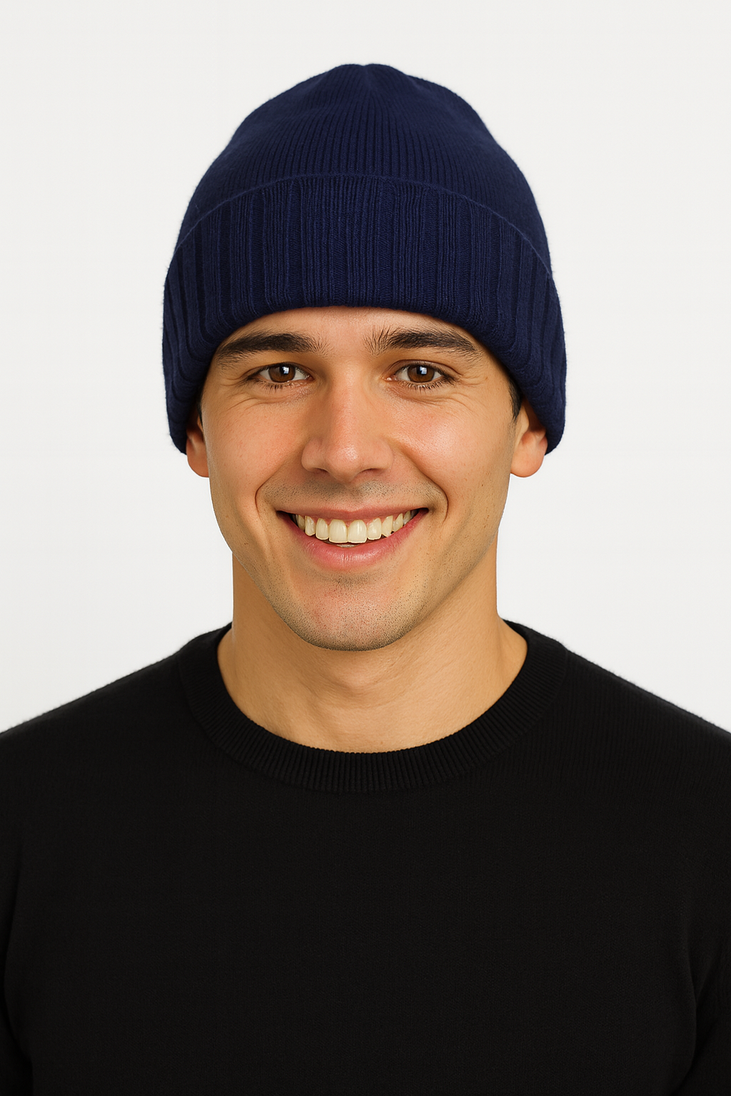 Cuffia in maglia rasa blu scuro
