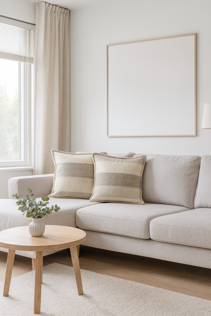 Cuscino Arredo Puro Cashmere a righe CAFFE'