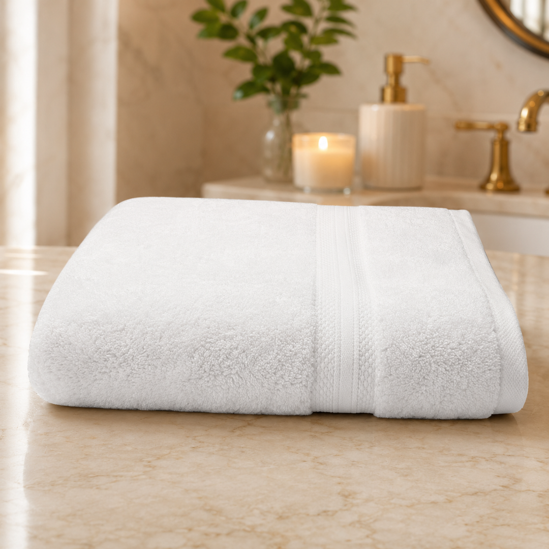 Telo Doccia Asciugamano Spugna con fascia jacquard MADREPERLA