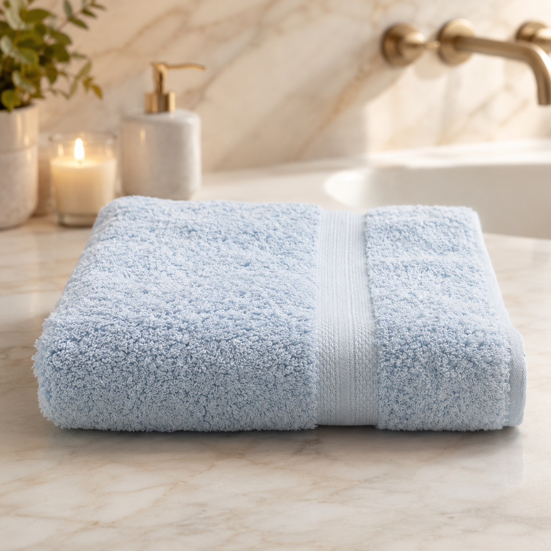 Telo Doccia Asciugamano Spugna con fascia jacquard MADREPERLA