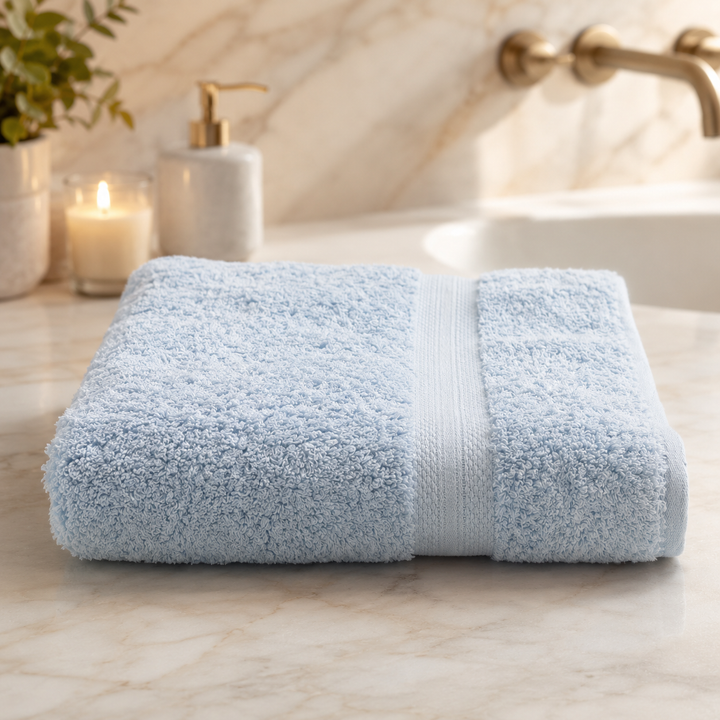 Telo Doccia Asciugamano Spugna con fascia jacquard MADREPERLA