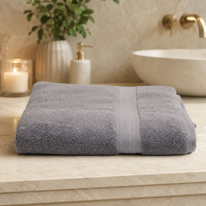 Telo Doccia Asciugamano Spugna con fascia jacquard MADREPERLA