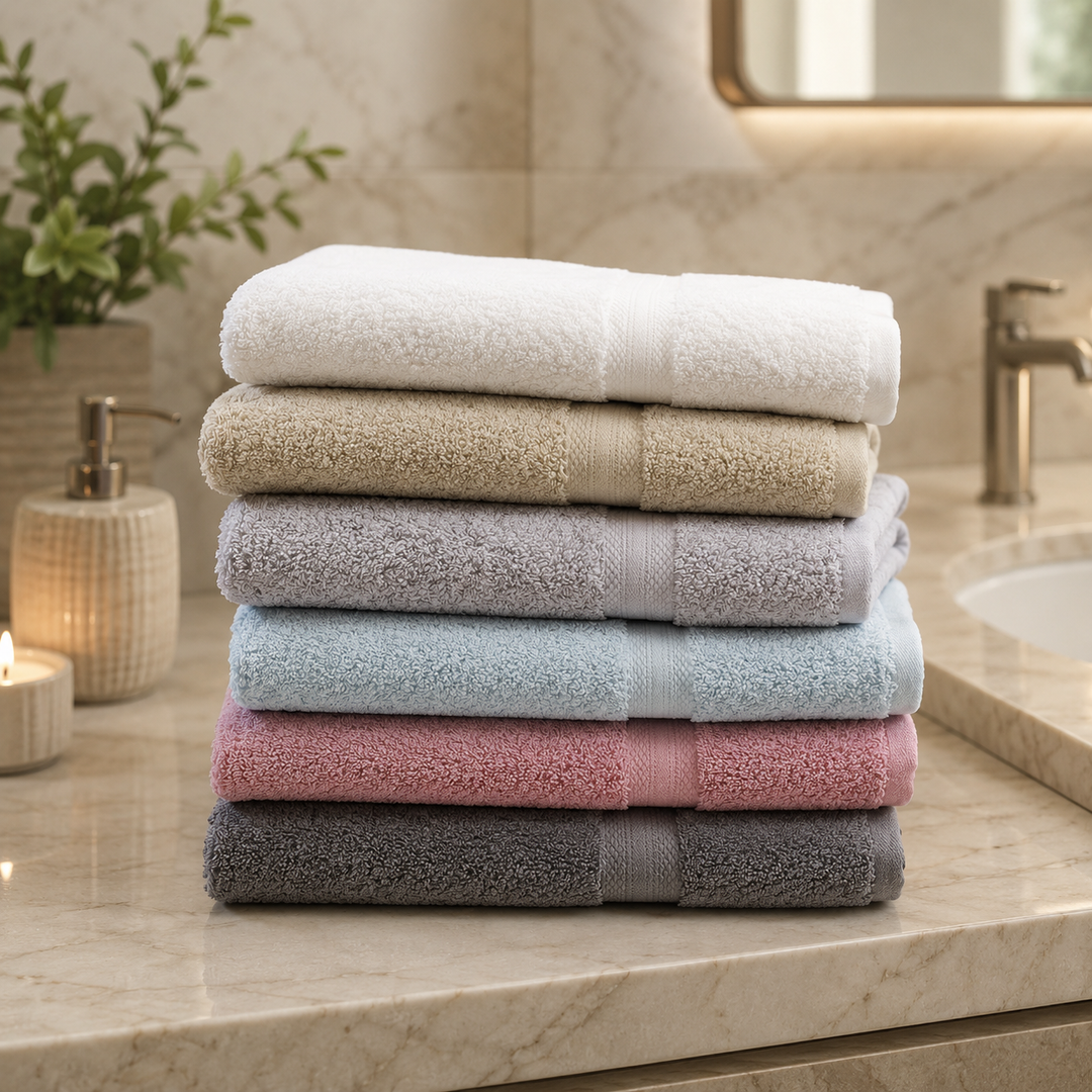 Telo Doccia Asciugamano Spugna con fascia jacquard MADREPERLA