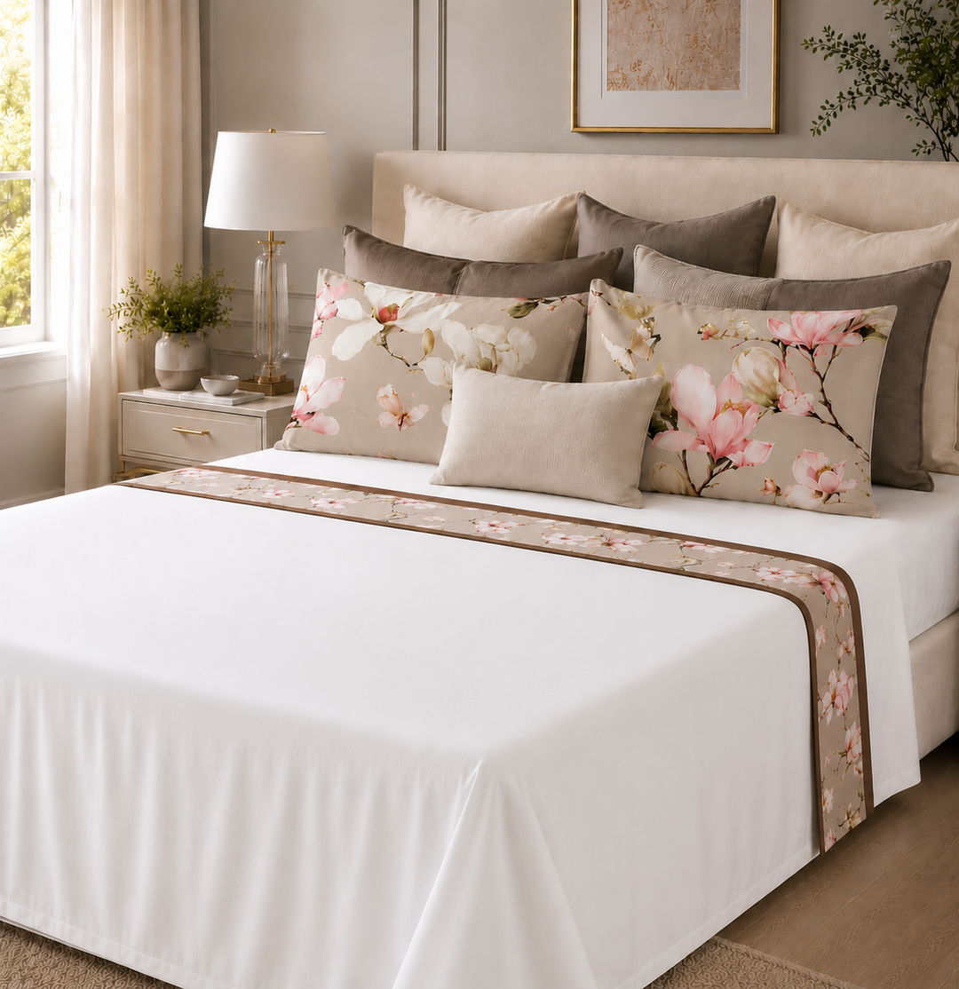 Cotton Sateen Sheet Set with Floral and Butterfly Trim FLOWER