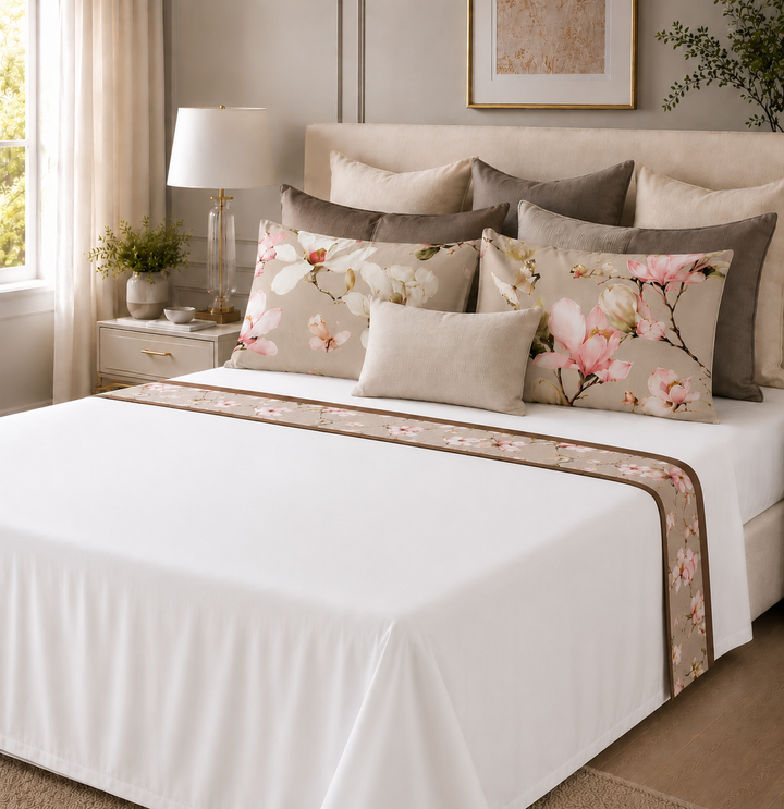 Cotton Sateen Sheet Set with Floral and Butterfly Trim FLOWER